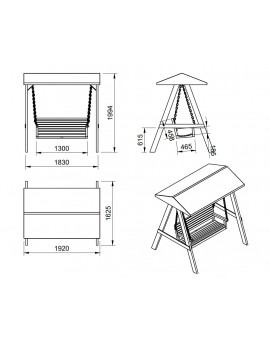 MASGAMES ELNA L garden swing with canvas roof