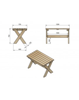 Wooden outdoor table MASGAMES XERTA 120 cm