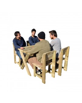 MASGAMES XERTA 120 WOODEN TABLE WITH MASGAMES BATEA CHAIRS