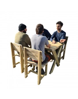 MASGAMES XERTA 120 WOODEN TABLE WITH MASGAMES BATEA CHAIRS