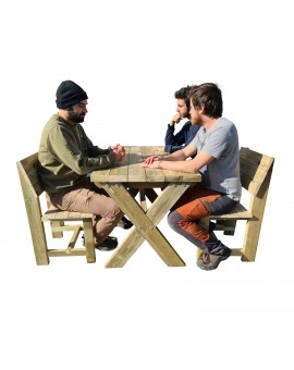 MASGAMES XERTA 120 WOODEN TABLE WITH MASGAMES BATEA CHAIRS