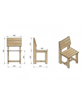 MASGAMES XERTA 120 WOODEN TABLE WITH MASGAMES BATEA CHAIRS