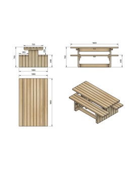 MASGAMES CALELLA picnic table with independent benches.