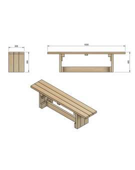 MASGAMES CALELLA outdoor wooden bench.