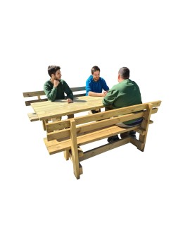 MASGAMES CALELLA outdoor wooden table with benches with MASGAMES VIC backrest