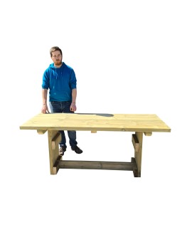 MASGAMES CALELLA outdoor wooden table with benches with MASGAMES VIC backrest