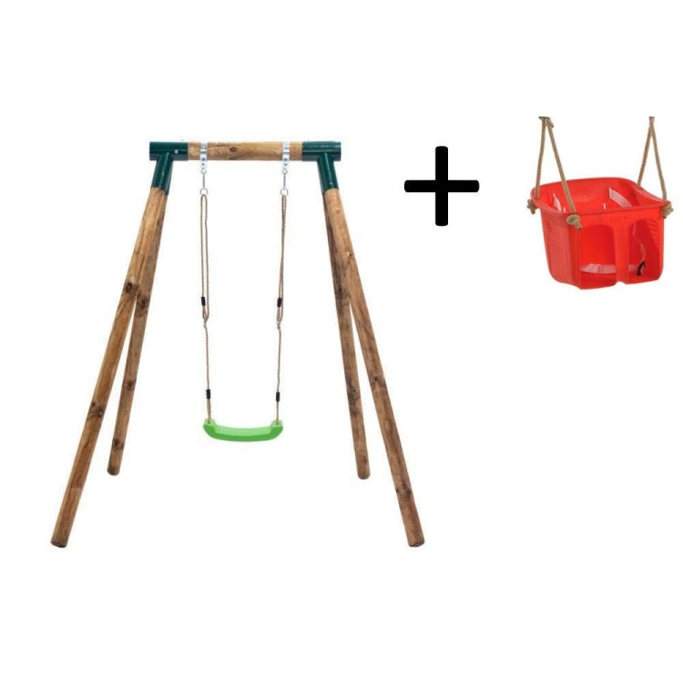 Single round wood swing Masgames KILA L + baby seat