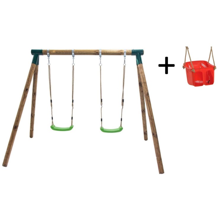 Double round wood swing Masgames KADI L + baby seat