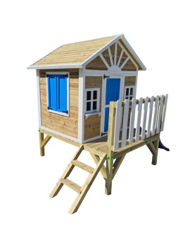 Wooden children's house with Masgames VISBY panels raised 60 cm