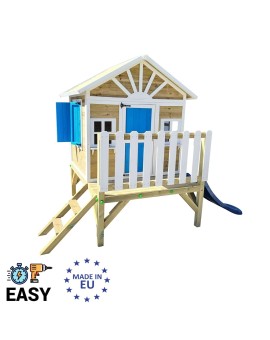 Wooden children's house with Masgames VISBY panels raised 60 cm