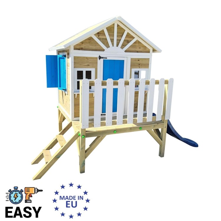 Wooden children's house with Masgames VISBY panels raised 60 cm