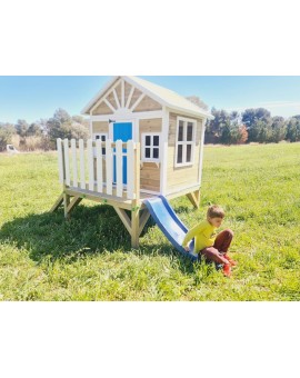 Wooden children's house with Masgames VISBY panels raised 60 cm