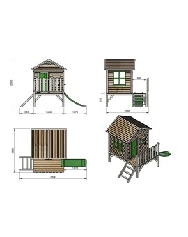 Wooden children's playhouse made of panels Masgames FLAM raised 60 cm