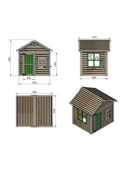 Wooden children's house made of Masgames FLAM panels raised 90 cm