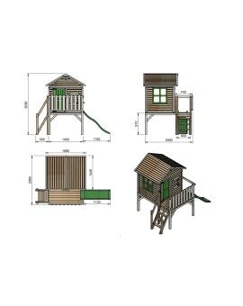 Wooden children's house made of Masgames FLAM panels raised 90 cm